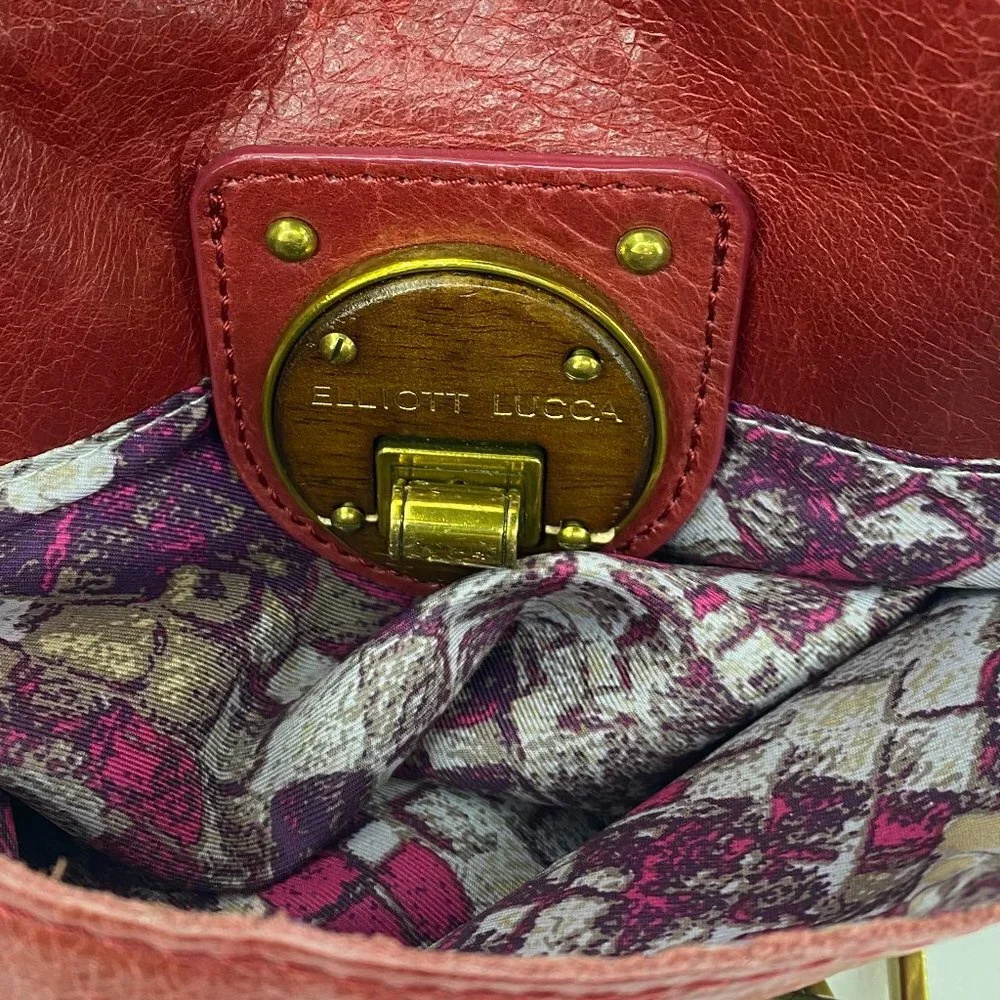 Elliott Lucca Red Leather Satchel Crossbody Bag
